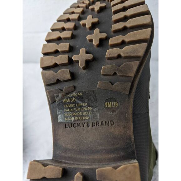 Lucky Brand Alascan Dark Moss / Java Fur Lined Womens Lace Up Green Boots - Sz 9 - Picture 7 of 7